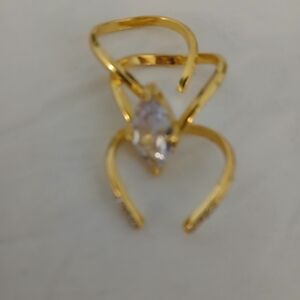 Elegant Gold Tone And Faux Diamond 3-ring Wedding Set